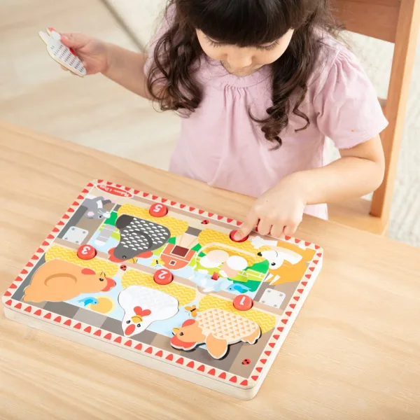 Melissa&Doug Push to Pop Puzzle – Wesołe kurczaki drewniane puzzle edukacyjne - Spin Master zdjęcie 2