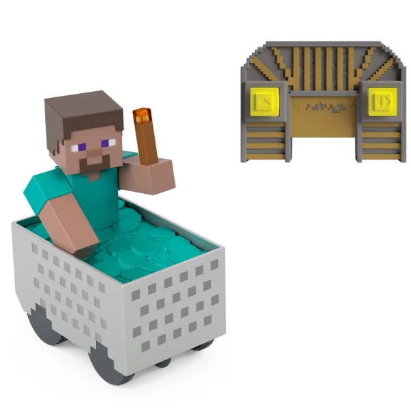 Minecraft RC zdalnie sterowany wózek górniczy z figurką Steve'a – Mattel zdjęcie 2