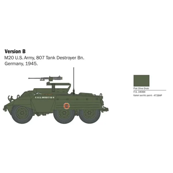 Model czołgu Italeri 1/56 M8/M20 zdjęcie 4