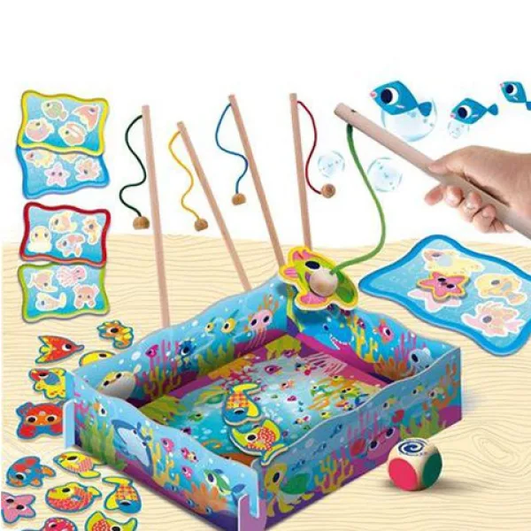 Montessori zabawka wędkarska z magnesem z drewna zdjęcie 2