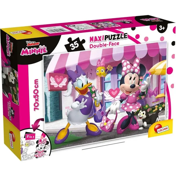 Myszka Minnie 2 w 1 maxi puzzle 35 elementów i kolorowanka 70x50 cm – Lisciani zdjęcie 1