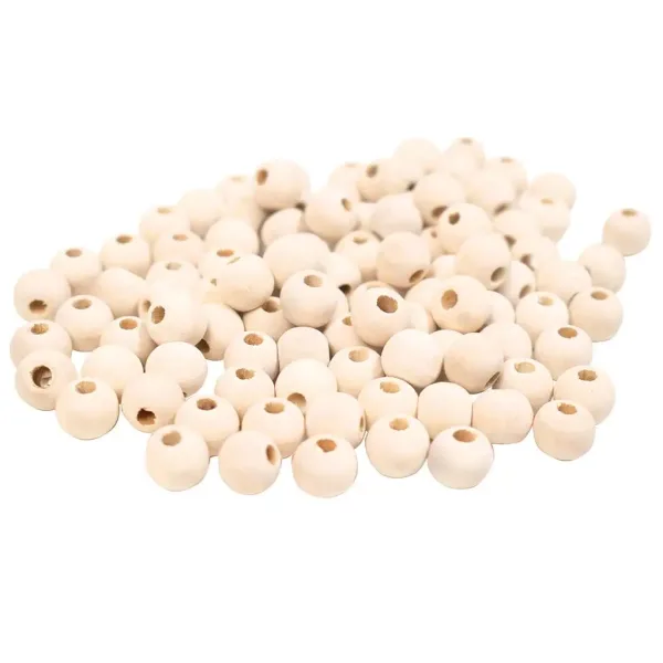 PlayBox: Drewniane koraliki naturalne, rozmiar 10 mm, opakowanie 100 sztuk zdjęcie 1