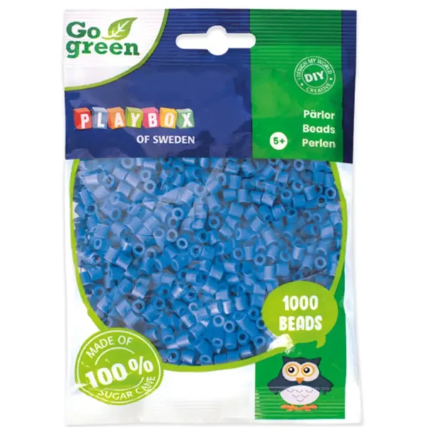 PlayBox: Go Green koraliki do prasowania MIDI 5 mm, 1000 sztuk, kolor niebieski zdjęcie 1