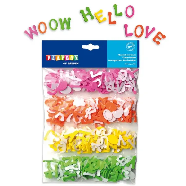 PlayBox: Samoprzylepne piankowe literki w różnych kolorach, 2,5 cm, zestaw 400 sztuk zdjęcie 1