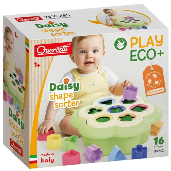 Quercetti: PlayEco+ Daisy – sorter kształtów, 16 elementów