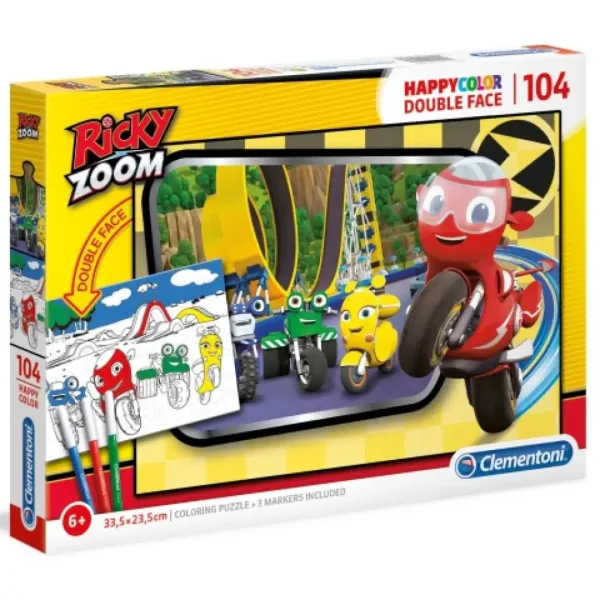 Ricky Zoom Double 2 w 1 104 sztuk kolorowanka dwustronna puzzle - Clementoni