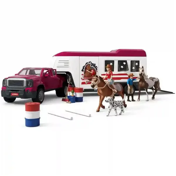 Schleich: Samochód terenowy z przyczepą i końmi (42705) zdjęcie 2