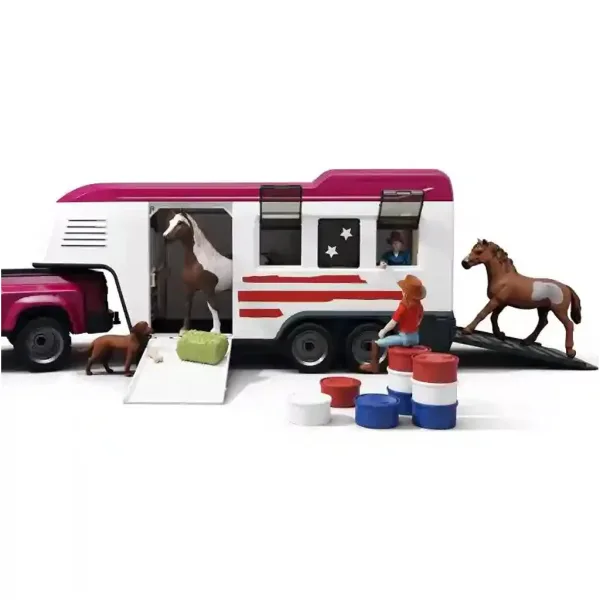 Schleich: Samochód terenowy z przyczepą i końmi (42705) zdjęcie 4