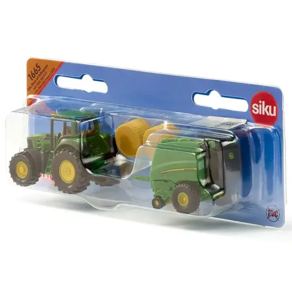 SIKU traktor John Deere z prasą do bel 1/72 zdjęcie 3