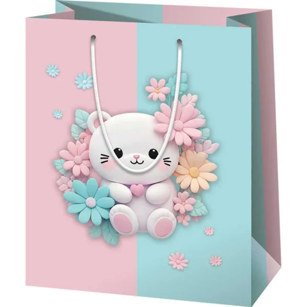 Słodka torba prezentowa z wzorem misia dużego rozmiaru 26x13x33cm zdjęcie 1