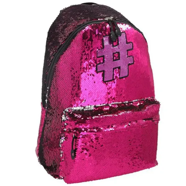 Spirit: Hashtag Pink plecak szkolny z cekinami, różowy, 41x32x21 cm zdjęcie 1