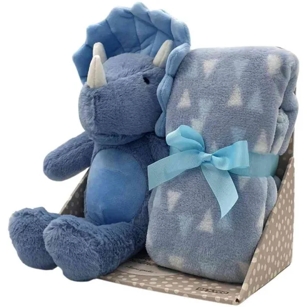SweetDreams: Koc i pluszowy triceratops w niebieskim kolorze zdjęcie 2