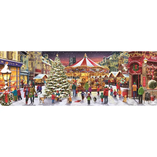 Świąteczna wioska 1000-elementowa panorama puzzle - Clementoni zdjęcie 2