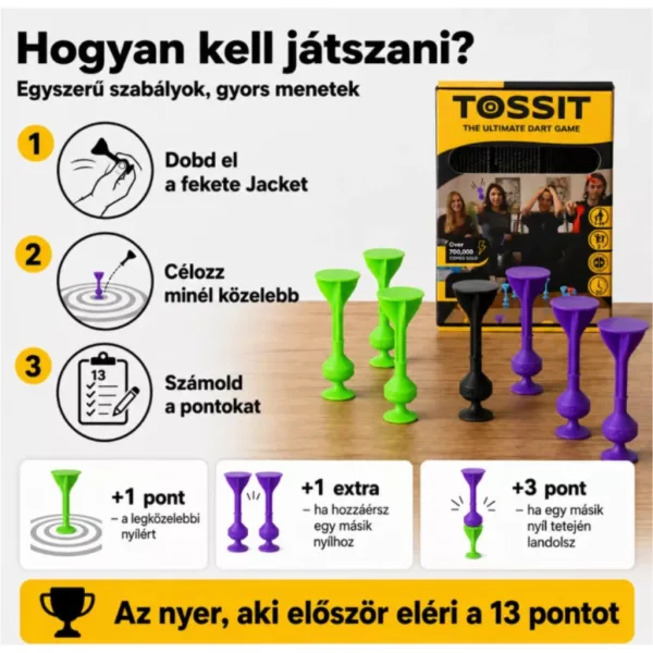 Tossit Starter Pack fioletowo-zielona silikonowa gra w rzutki z przyssawkami zdjęcie 3