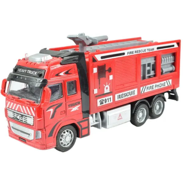 Wóz strażacki: Ciężarówka strażacka z napędem typu pull-back, różne modele, 19 cm zdjęcie 5