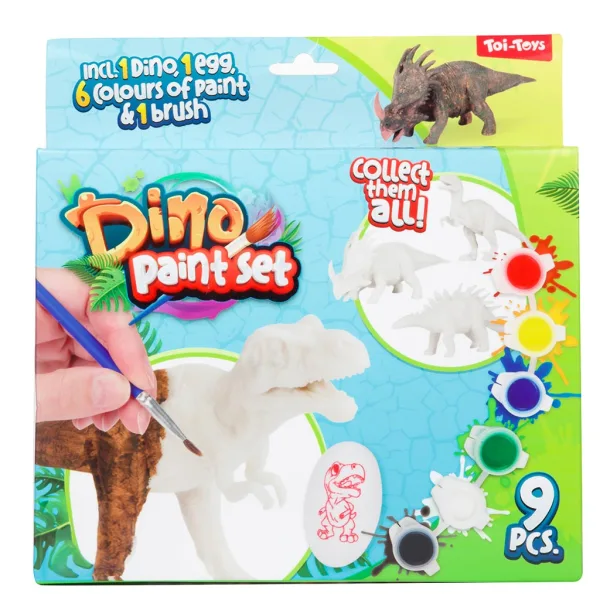 Zestaw malarski Dino: Malowalna figura dinozaura z farbami i pędzlem 9 sztuk zdjęcie 2