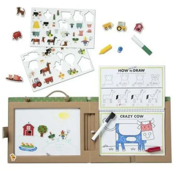 Zmazywalny zestaw do rysowania i magnetyczna farma - Melissa & Doug zdjęcie 2
