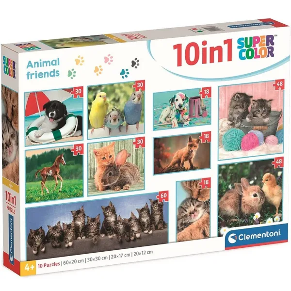 Zwierzęcy przyjaciele 10w1 super kolorowy puzzle - Clementoni zdjęcie 1
