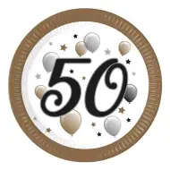 "50" lat papierowe talerze z napisem, zestaw 8 sztuk, 23 cm