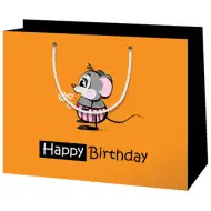 "Happy Birthday" średniej wielkości torba prezentowa z myszką 18x23x10 cm