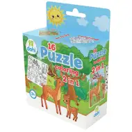 16-elementowa kolorowanka puzzle 2 w 1 - Jeleń