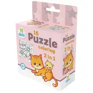 16-elementowa kolorowanka puzzle 2 w 1 - Kotek