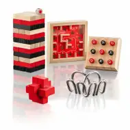 5 w 1 mini zestaw gier planszowych z drewna - Woodyland