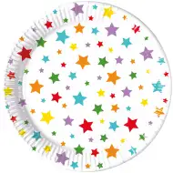 8-częściowy zestaw papierowych talerzy z gwiazdami, 23 cm.
