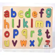 ABC drewniane kolorowe puzzle z małymi literami, zestaw 26 sztuk