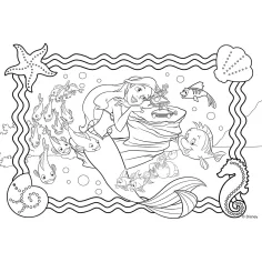 Ariel, mała syrenka 2 w 1 puzzle 250 elementów i kolorowanka 50x35 cm - Lisciani zdjęcie 3