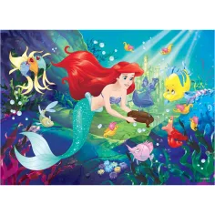 Ariel, mała syrenka 2 w 1, puzzle 60 elementów i kolorowanka 50x35 cm - Lisciani zdjęcie 2