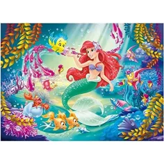 Ariel, mała syrenka 2 w 1 puzzle i kolorowanka 108 elementów 50x35cm - Lisciani zdjęcie 2