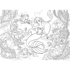 Ariel, mała syrenka 2 w 1 puzzle i kolorowanka 108 elementów 50x35cm - Lisciani zdjęcie 3