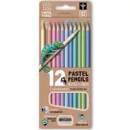 Ars Una: 12 pastelowych trójkątnych kredek z temperówką
