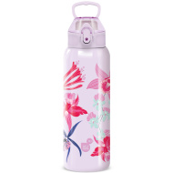 Ars Una: 3D Beach Flowers liliowy podwójnie ściankowy metalowy bidon 700 ml