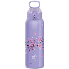 Ars Una: 3D Snow Flower liliowy podwójnie ściankowy metalowy bidon 700 ml