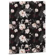 Ars Una: Flowery Black teczka z gumką w kwiaty A/4