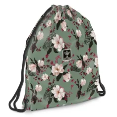 Ars Una: Flowery Green worek gimnastyczny dla nastolatków, torba sportowa 37,5 x 46 cm