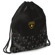 Ars Una: Lamborghini czarny plecak sportowy dla nastolatków, worek sportowy 37,5x46 cm