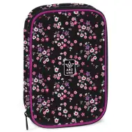 Ars Una: Pearl Blossom Black kwiecisty wielopoziomowy piórnik 15,5x22,5x4,5cm