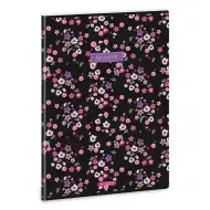 Ars Una: Pearl Blossom czarny zeszyt w kratkę A/4 z dodatkowymi zapięciami.