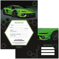 Ars Una: Zestaw 10 zaproszeń z zielonym motywem Lamborghini z kopertami