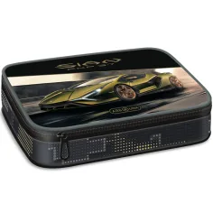 Ars Una: Żółty wielopoziomowy piórnik Lamborghini 15,5x22,5x4,5 cm