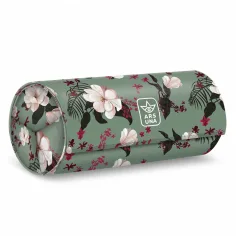 Ars Una: kwiatowy zielony zwijany piórnik 20x9x9cm