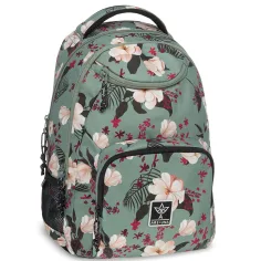 Ars Una: zielony w kwiaty plecak szkolny AU-6 34x45x26cm