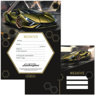 Ars Una: żółty zestaw 10 zaproszeń z motywem Lamborghini z kopertą