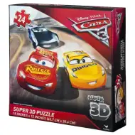 Auta 3 super puzzle 3x24 elementów z obrazem 3D