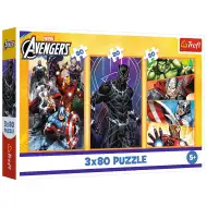 Avengers dzień pełen akcji 3x80 elementów puzzle - Trefl