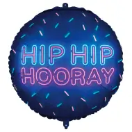 Balon foliowy – napis „HIP HIP HOORAY” neonowy 46 cm
