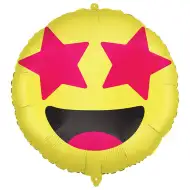 Balon foliowy emoji – Uśmiechnięta twarz z gwiazdami w oczach 46 cm